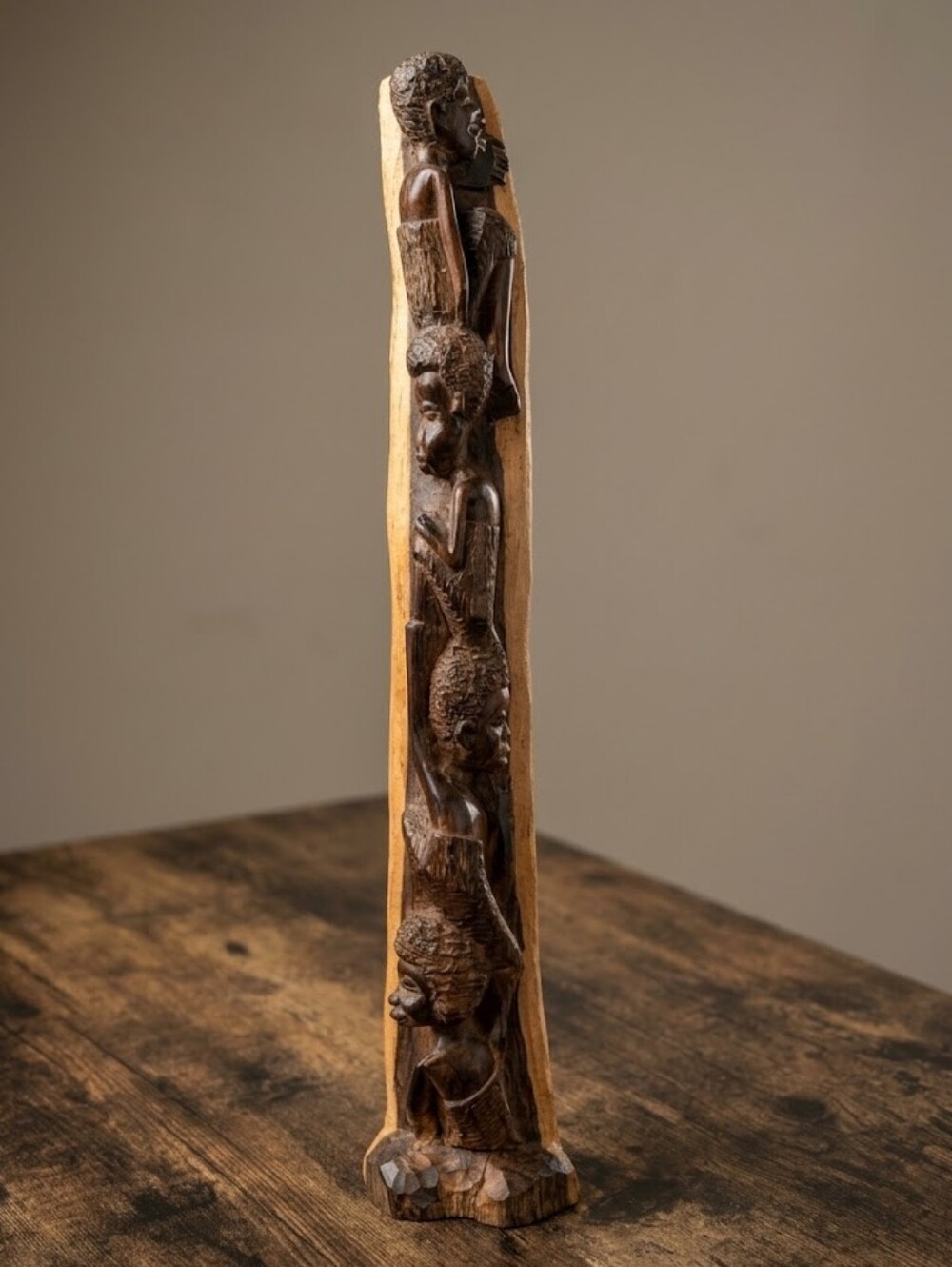 Makonde Tree Of Life African Hand Carved Wooden Sculpture
